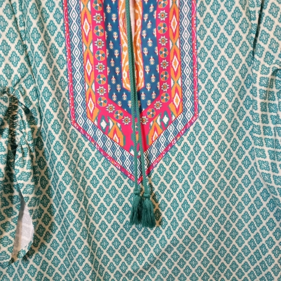 Urban Coco | Classic Bohemian Turquoise Print Dress XL - Picture 10 of 11